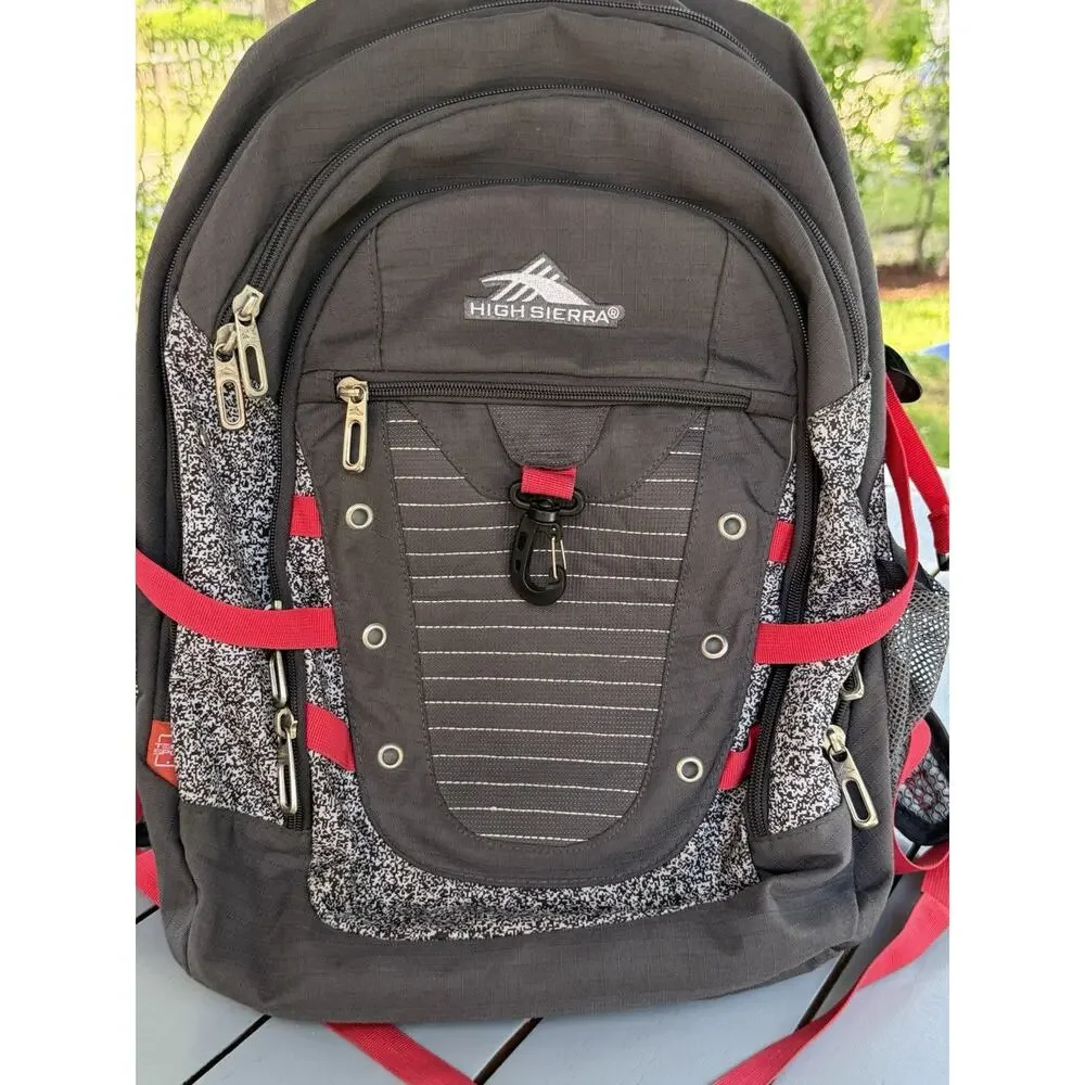 HIGH SIERRA Unisex Tactic Backpack 17” Laptop Pocket Gray Red Outdoor Travel Bag